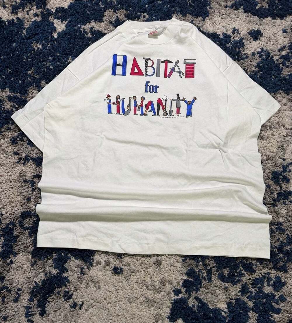 Vintage 90s Habitat For Humanity Graphic T-Shirt White Fruit Of The Loom XXL